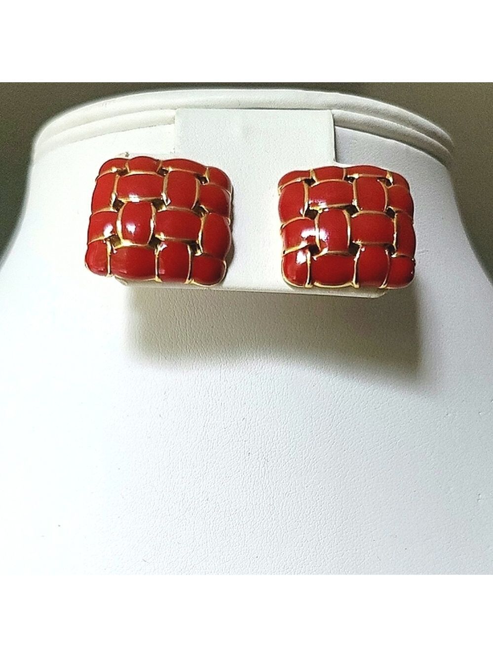 Vintage Red Clip Earrings